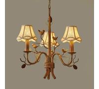 ZXDTVFGN Lámpara de araña de Estilo francés de 3 Luces para Sala de Estar, Pantalla de Tela, diseño de pájaros, Estilo Vintage de Granja, Colgante de Techo, Grande, Antigua, para d