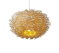 ZXDTVFGN Lámpara de araña de ratán Tejida a Mano, Pantalla LED de bambú Hecha a Mano, lámpara de Madera con Forma de Nido de pájaro para Sala de Estar, Bar, cafetería, librería, Pasillo, E2