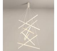 ZXDTVFGN Lámpara de araña LED Moderna de 5 Luces para vestíbulo, lámpara Colgante geométrica Blanca Minimalista, Larga, Lineal, con Control Remoto, Sputnik, para Techo Alto, para e