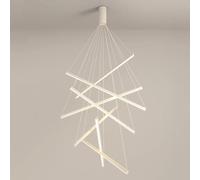 ZXDTVFGN Lámpara de araña LED Moderna de 5 Luces para vestíbulo, lámpara Colgante geométrica Blanca Minimalista, Larga, Lineal, con Control Remoto, Sputnik, para Techo Alto, para e