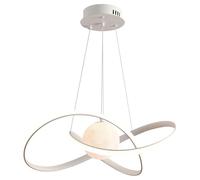 ZXDTVFGN Lámpara de araña LED Moderna de Mediados de Siglo con 2 Anillos, Regulable, Blanca, Colgante, lámpara de Techo Estilo Granja Negra, lámpara Colgante Moon Planet para dormi