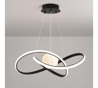 ZXDTVFGN Lámpara de araña LED Moderna de Mediados de Siglo con 2 Anillos, Regulable, Blanca, Colgante, lámpara de Techo Estilo Granja Negra, lámpara Colgante Moon Planet para dormi