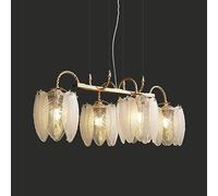 ZXDTVFGN Lámpara de araña Lineal Moderna de 4 Luces para Comedor, Isla de Cocina Larga, lámpara Colgante de Techo de Cristal con Plumas Blancas y Doradas nórdicas, lámpara Colgante