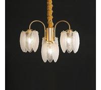 ZXDTVFGN Lámpara de araña Moderna de Cristal de 4 Luces para Comedor, lámpara de Techo Sputnik, Estilo nórdico, con Plumas esmeriladas, Estilo Vintage Dorado, Colgante para dormito