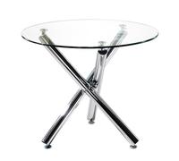 ZXDTVFGN Lámpara de Mesa Redonda de Vidrio Templado para Comedor, Espacio pequeño, Moderna, Informal, para café, té, Cocina, trípode con Patas cromadas