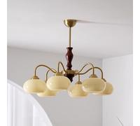 ZXDTVFGN Lámpara de Techo de 3 Luces para Comedor, Estilo Granja de Mediados de Siglo, Moderna, de Madera, Naranja, de Vidrio lechoso, Estilo Vintage Dorado, rústica, para Cocina,