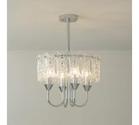 ZXDTVFGN Lámpara de Techo de Tambor Moderna de Mediados de Siglo, cromada, de 4 Luces, Grande, semiempotrada, de Cristal nórdico Vintage, Colgante para Comedor, Sala de Estar, Dorm