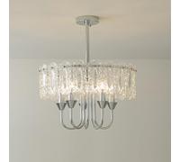 ZXDTVFGN Lámpara de Techo de Tambor Moderna de Mediados de Siglo, cromada, de 4 Luces, Grande, semiempotrada, de Cristal nórdico Vintage, Colgante para Comedor, Sala de Estar, Dorm