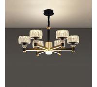 ZXDTVFGN Lámpara de Techo LED empotrada de 6 Luces de Cristal Dorado y Negro, Estilo Sputnik, Estilo Granja Moderna de Mediados de Siglo, Colgante para Dormitorio, Comedor, Cocina
