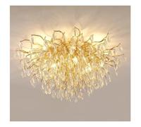 ZXDTVFGN Lámparas de Techo Modernas de Lujo para Comedor, Sala de Estar, lámparas de araña, Decoraciones para el hogar, Luces Colgantes LED con Cristales Dorados.
