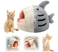 ZXDZSW Camas for Gatos con Forma de Cabeza de tiburón, Nido Cubierto for Mascotas de Interior con Forma de Cabeza de tiburón for Gatos y Perros pequeños(Gary,S)