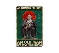 ZXER Póster retro con texto en inglés "Assuming I'm Just An Old Man Was Your First Mistake", letrero de metal vintage para pub, club, cafetería, bar, decoración de pared del hogar, póster retro de 20