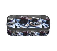 ZXERTG Blueberry Jam - Estuche de tela Oxford para lápices, multifuncional, perfecto para oficina y viajes, Black, Talla única, Neceser de maquillaje