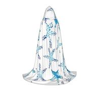 ZXERTG Bonita capa con capucha con estampado de estrella de mar para disfraces de Halloween, perfecta para mago, vampiro, parca y más cosplay