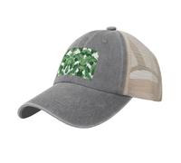 ZXERTG Bonita gorra de béisbol de malla con estampado de hojas de palma verde, sombrero elegante, para uso diario y actividades al aire libre, gris, Talla única