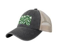 ZXERTG Bonita gorra de béisbol de malla con estampado de hojas de palma verde, sombrero elegante, para uso diario y actividades al aire libre, Negro, Talla única