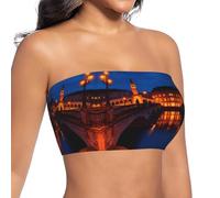 ZXERTG Bridge Under The Twilight Print - Camiseta de tubo para mujer, Negro, S