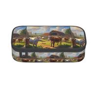 ZXERTG Cattle Farm Sanctuary - Estuche de tela Oxford con estampado de santuario, estuche multifuncional, perfecto para oficina y viajes, Black, Talla única, Neceser de maquillaje