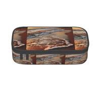 ZXERTG Estuche de tela Oxford con estampado de amanecer de playa, estuche multifuncional, perfecto para oficina y viajes, Black, Talla única, Neceser de maquillaje