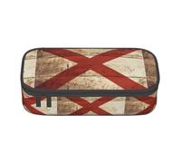 ZXERTG Estuche multifuncional de tela Oxford con diseño de bandera del estado de Alabama en grano de madera vieja, perfecto para oficina y viajes, Black, Talla única, Neceser de maquillaje