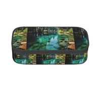 ZXERTG Estuche multifuncional de tela Oxford con estampado de lago pacífico, perfecto para oficina y viajes, Black, Talla única, Neceser de maquillaje