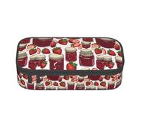 ZXERTG Estuche multifuncional de tela Oxford con estampado de mermelada de fresas, perfecto para oficina y viajes, Black, Talla única, Neceser de maquillaje
