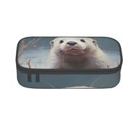 ZXERTG Estuche versátil con estampado de nutria blanca para lápices, espacioso, de tela Oxford, organizador, Black, Talla única, Funda para llave