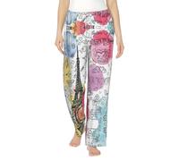 ZXERTG French Paris Tour Eiffel - Pantalones de pijama de franela para mujer, perfectos para relajarse en la cama, en el sofá, Negro, M