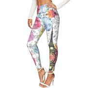 ZXERTG French Paris Tour - Leggings de compresión para mujer, diseño de la Torre Eiffel, para gimnasio, senderismo, uso diario, Negro, 3XL