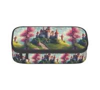 ZXERTG Magic Fairy Tale Castle - Estuche de tela Oxford con estampado de castillo, estuche multifuncional, perfecto para oficina y viajes, Black, Talla única, Neceser de maquillaje