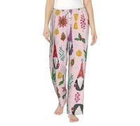 ZXERTG Pantalones de pijama de franela con estampado de gnomo 1 para mujer, perfectos para relajarse en la cama, en el sofá, Negro, 3XL