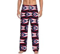 ZXERTG Pantalones de pijama de franela con estampado de la bandera del estado de Ohio, pijamas de Navidad, pantalones de descanso perfectos para noches relajantes, Negro, L