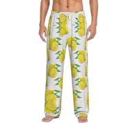 ZXERTG Pantalones de pijama de franela con estampado de limón amarillo, pijamas de Navidad, pantalones perfectos para noches relajantes, Negro, XXXXL