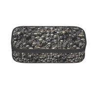ZXERTG Textura Calaveras - Estuche de tela Oxford para lápices, multifuncional, perfecto para oficina y viajes, Black, Talla única, Neceser de maquillaje