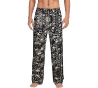 ZXERTG Textura Calaveras - Pantalones de pijama cómodos con estampado, pantalones de pijama suaves y transpirables, pantalones de cintura elástica para descansar todos los días, Negro, M