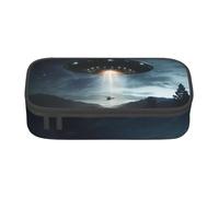 ZXERTG UFO at Night Print - Estuche versátil para lápices, espacioso estuche de tela Oxford para lápices, organizador, Black, Talla única, Funda para llave