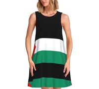 ZXERTG Vestidos sin mangas con estampado de bandera de Palestina para mujer, vestido hasta la rodilla con bolsillos, para la playa, uso diario, Negro, M