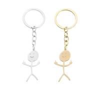 ZXfad 2 Pcs Funny Smiley Little Man Llavero Lenguaje de Signos, Llavero Coche Regalo Dedo Medio(1 de oro y 1 de plata)