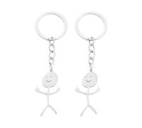 ZXfad 2 Pcs Funny Smiley Little Man Llavero Lenguaje de Signos, Llavero Coche Regalo Dedo Medio(2 Plateado)