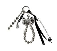 Zxfdsfdbnm Colgante de lazo con cuentas exclusivo coreano para bolsos, llaveros, equipaje, adorno negro, colgante negro