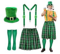 Zxfdsfdbnm Conjunto de disfraz para el día del festival, sombrero de duende, medias altas hasta el muslo, delantal, suministros de fiesta para hombre y adulto