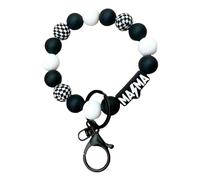 Zxfdsfdbnm Elegante llavero de silicona para mujer, diseño de tablero de ajedrez, con cuentas, soporte para llaves de coche, accesorio único para el día de la madre, Negro, Talla única