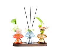 Zxfdsfdbnm Estación de propagación de cristal de cristales para macetas de hongos con soporte de madera para decoración del hogar y oficina, tarros de propagación, jarrones de hongos para propagar