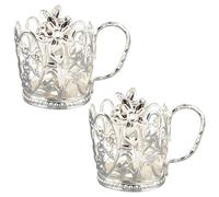 Zxfdsfdbnm Portavasos de metal para vasos de, Silver 2PCS | Soporte para tazas de té con para servicio de bebidas de y uso en escritorio doméstico