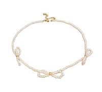 Zxfdsfdbnm Sweet Cool Bowknow - Collar con colgante hecho a mano con perlas de imitación, cadena de clavícula para mujeres y niñas