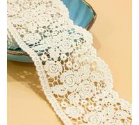 ZXFLOOR 20 Yardas de Tela de Encaje de algodón Beige con Adorno de Flores, Parche de Encaje, Cinta de Encaje, Accesorios de Bricolaje