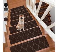ZXGGASG 5PCS Non-Slip Stair Treads Carpet Self-Adhesive Removable Indoor Runner for Wooden Steps, Soft Shaggy Mats with Rubber Backing (Brown, 8x30) Safe & Stylish!