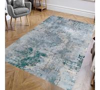 ZXGGASG Area Rug 100x200 cm Dark Green Light Blue Grey White Low Pile Rectangular for Living Room Bedroom Hallway Washable & Stylish Home Decor