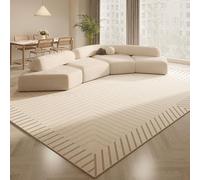 ZXGGASG Cream Area Rug Living Room Bedroom Soft Geometric Carpet French-Inspired Rectangular Elegant Floor Mat for Sofa & Closet (60x90cm)