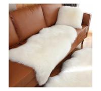 ZXGGASG Extra Thick Genuine Rug Cozy New Zealand Fluffy White Carpet for Living Room Sofa Settee - Luxurious Sheep Skin Cushion (2P 200x65cm)